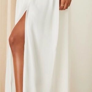 Lulu’s White Maxi Skirt with High Side Slit